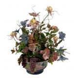 Faux Flower Decoration in Brass Planter - 14 x 15