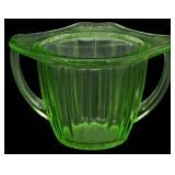 Vtg Depression Uranium Glass Sugar Bowl