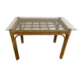 Bamboo Glass Top Table 23"x33"x19"