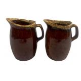 2 Hull Pottery Pitchers - 4.5" Tall