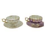 2 Royal Sealy China Cups & Saucers 3"
