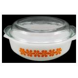 Agee Crown Pyrex Orange Flower Casserole