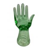 Green Glass Hand Statue - 7.5" Tall