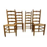 4 Ladder Back Chairs w/ Rush Seats