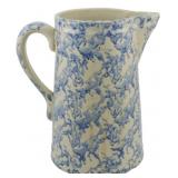 Vintage Stoneware Spongeware Pitcher 9"