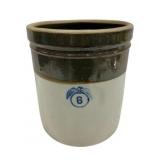 6 Gallon Brown & White Stoneware Crock - 14 x 12