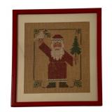 Framed Santa Needlepoint 17.5"x14.5"