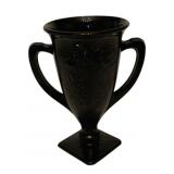 Black Glass Trophy Vase w/ Bird Motif