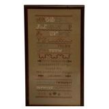 Framed Needlepoint Sampler 16"x8.5"