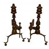 2 Brass Andirons 15"x19"x8"