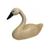 Carved Wood Swan Decoy Signed 15"x22"x7