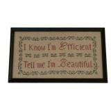 Framed Needlepoint Sampler 8"x13.25"