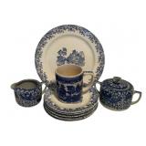 9pcs Blue & White China - AS IS - Chipped