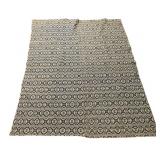 Vtg Blue & Cream Woven Coverlet Blanket