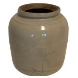 Vtg Cream Glazed Stoneware Crock 8"x7"