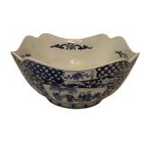 Blue & White Chinoiserie Square Bowl 5"x9.5"
