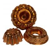 3 Copper Cake Molds