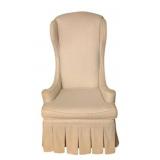 Cream Upholstered Wingback Chair w/ Skirt