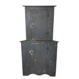 Primitive Painted Corner Cupboard 73"x39"x22"