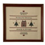 Framed Needlepoint Sampler 12.5"x12.5"