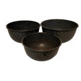 3 Enamelware Bowls 4.5"x8"