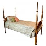Twin Size Four Poster Bed w/ Bedding