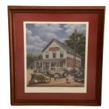 Framed Signed Print Country Store Scene