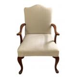 Vtg Queen Anne Style Upholstered Armchair