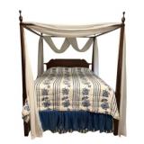 Queen Poster Bed w/ Bedding 82"x88"x65"