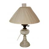Vtg Clear Glass Oil Lamp w/ White Shade 20"