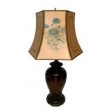 Japanese Lacquer Pagoda Scene Table Lamp