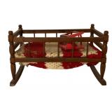 Doll Size Wooden Rocking Cradle 13"x11"x18"
