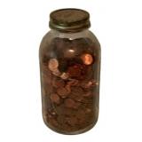 Jar of Pennies 9.5" Tall
