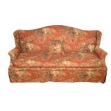 Vintage Floral Upholstered Camelback Sofa