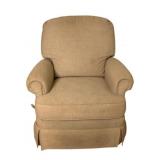 Beige Upholstered Swivel Rocker Recliner