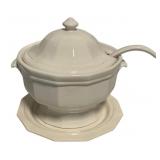Pfaltzgraff White Ceramic Tureen w/ Ladle