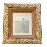 Vintage Picture in Carved Frame 21"x18.5"