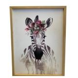 Framed Zebra Print on Board - 24 x 18