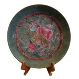 Painted Floral Plate w/ Stand - 10.5" Round