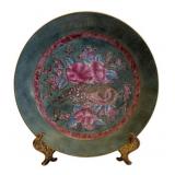 Oriental Painted Floral Plate w/ Stand