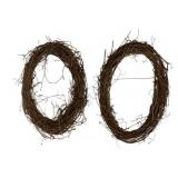 2 Oval Grapevine Wreaths - 15 x 20