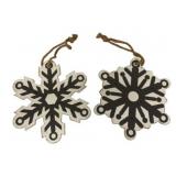 2 Rustic Wooden Snowflake Hanging Decor
