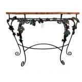 Wrought Iron/Wicker Grape Leaf Table