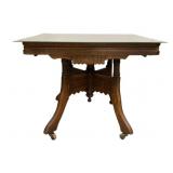 Victorian Wood Base w/ Mirror Top Table