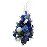 Handcrafted Lighted Blue & White Arrangement in