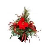 Handcrafted Christmas Arrangement in Metal Planter