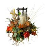 Fall Centerpiece w/ Metal Candleholder & Candle