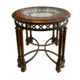 Wood/Glass Round Table - 24 x 24