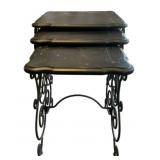 3 Wood/Metal Nesting Tables - 24 x 25 x 21