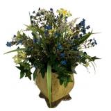 Faux Floral Arrangement in Metal Planter - 17 x 13